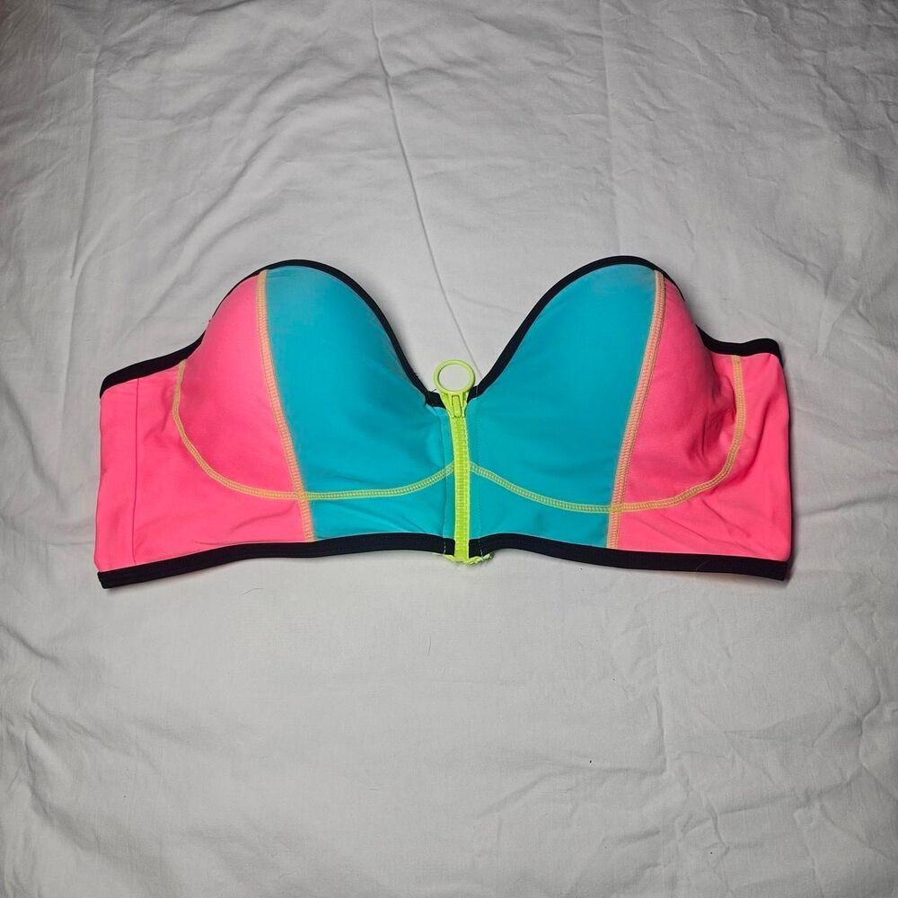 Joe boxer neoprene colorblock strapless bikini top